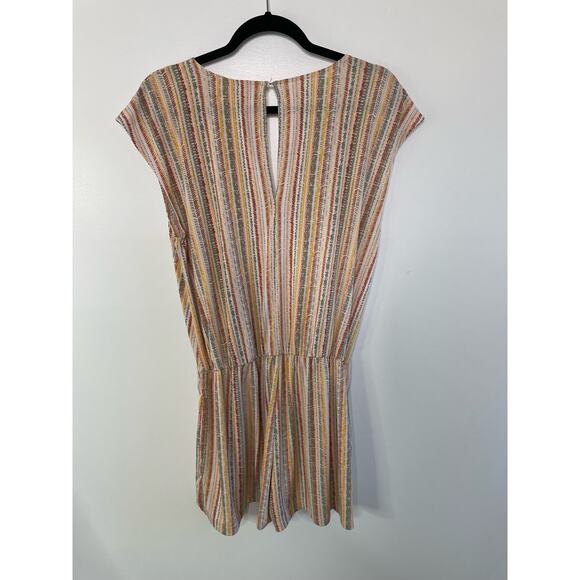 BCBGeneration Abstract Striped Twist Front Romper Multi Rainbow Boho Women M - Picture 6 of 12